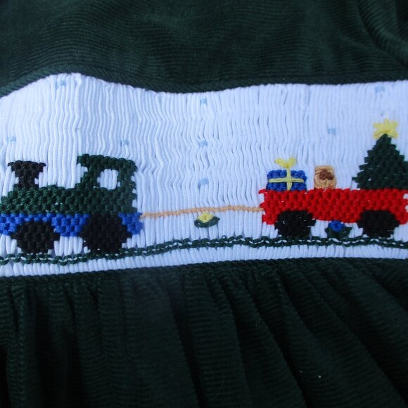 NWT VINTAGE FRIEDKNIT CREATIONS ~ CHRISTMAS SMOCKED DRESS ~ 12 mo. ~ EMBROIDERY - Picture 5 of 6